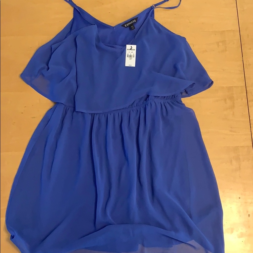 Express large blue chiffon dress